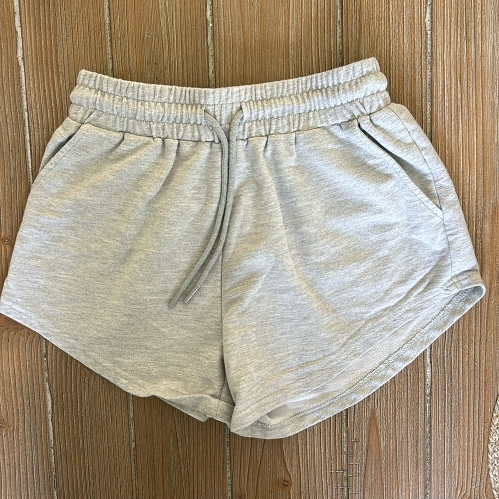 Grey Basic High Waisted Pocket Sweat Short Size Small